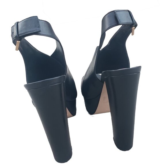 Schutz Priscila Slingback Sandals Black Napa Leather Platform 8.5 - Picture 4 of 9